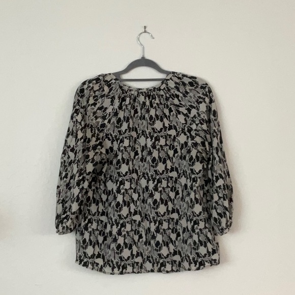 Joie black/white patterned 3/4 sleeve blouse - Picture 4 of 4
